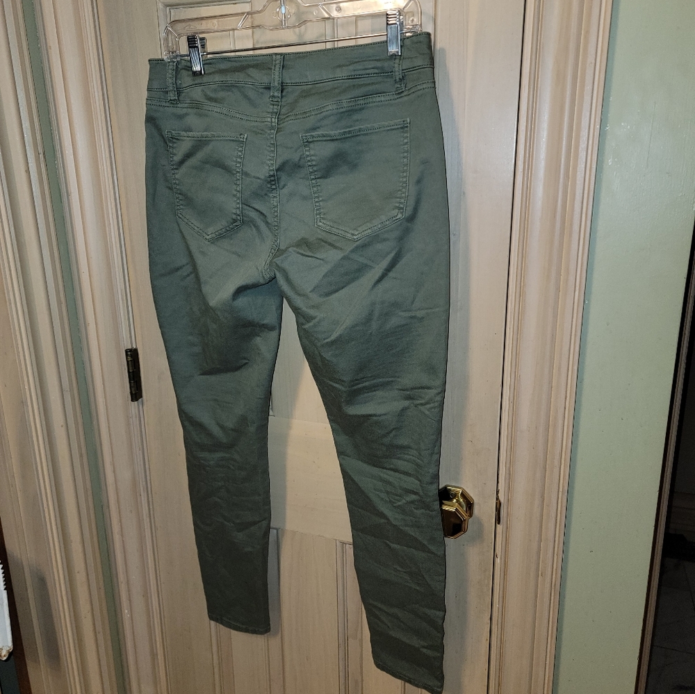 Misses sz 8 Harper Olive Green pants with zippers and ribbing Skinny - Picture 2 of 8